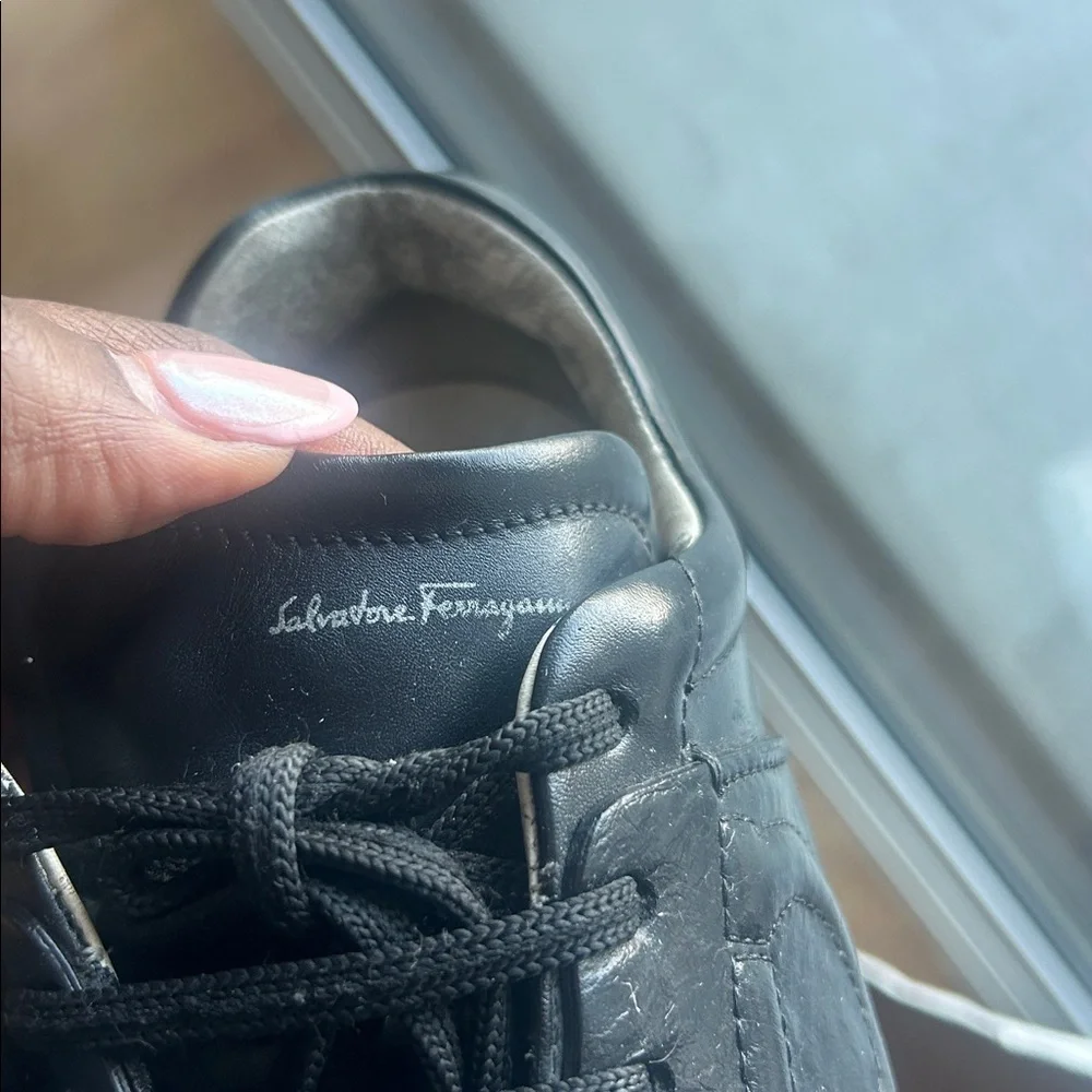 Salvatore Ferragamo Black Leather Sneakers - Picture 8 of 10